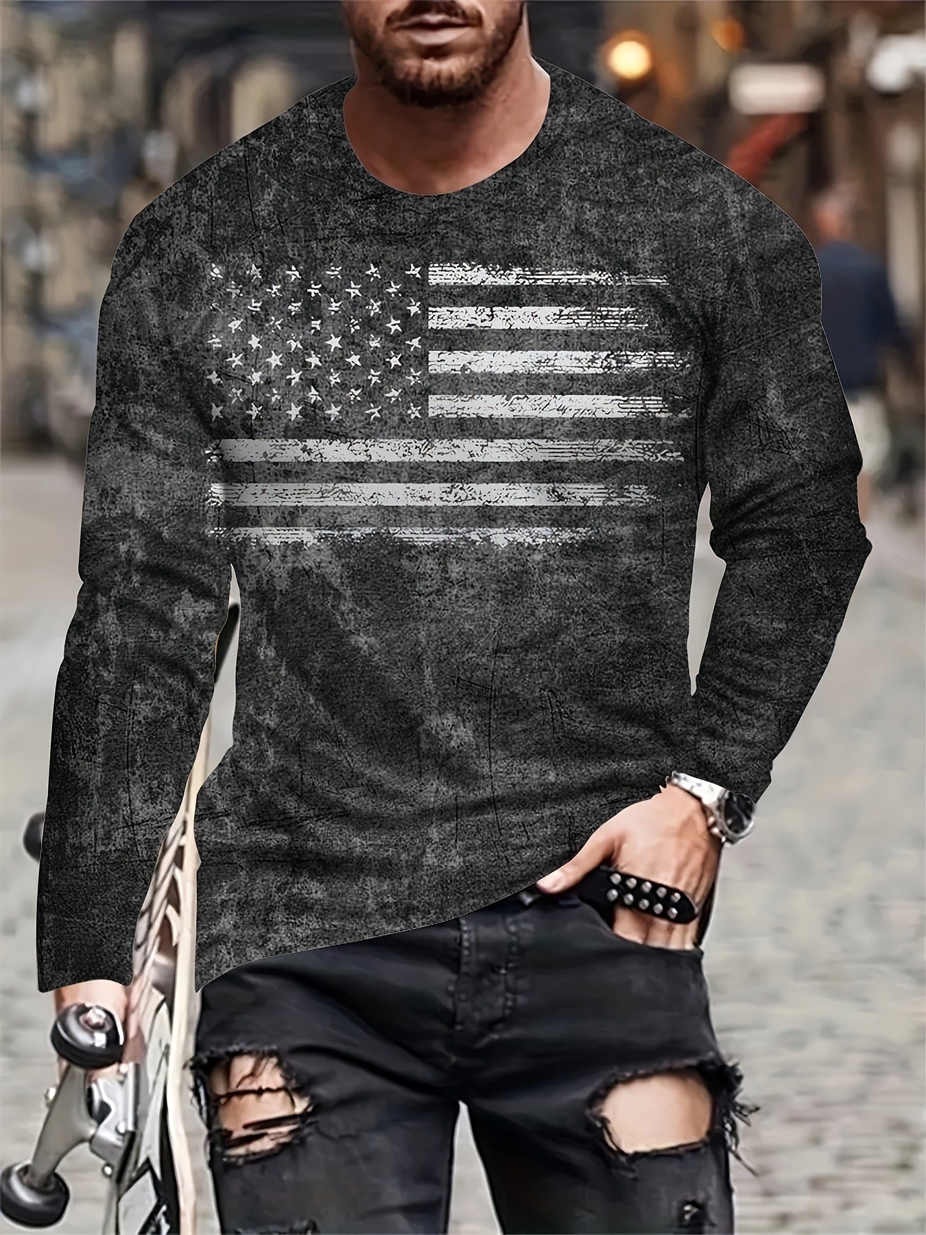 Camisa de manga larga estilo europeo y americano para hombre, estilo casual diario, estampado XINGX