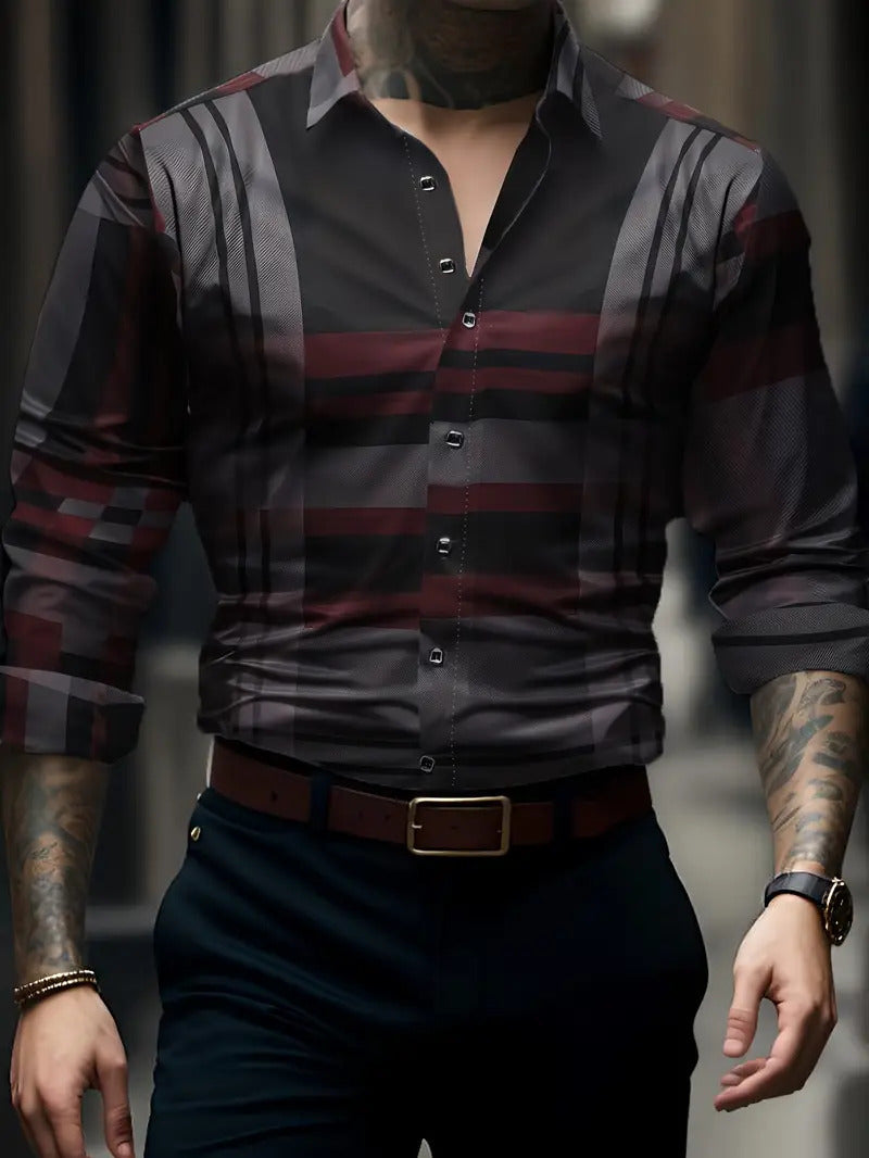 Camisa de manga larga para hombre transpirable, informal, versátil y con entramado de Volkswagen