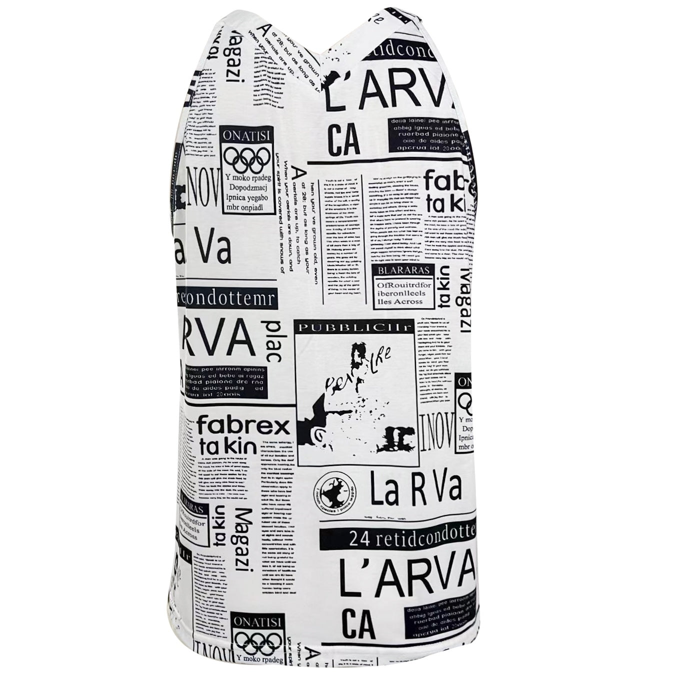 Ladies' V-neck Casual Retro Newspaper Drawing Printed Camisole Vest