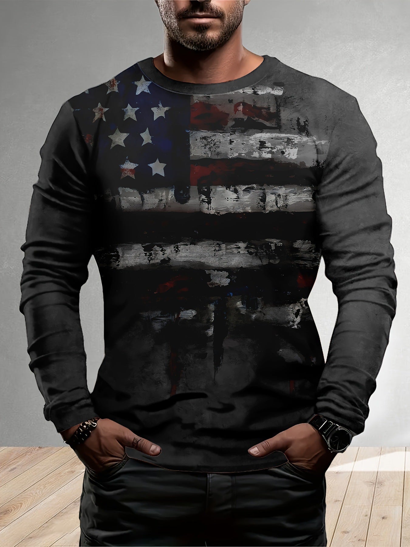 Camisa de manga larga estilo europeo y americano para hombre, estilo casual diario, estampado XINGX