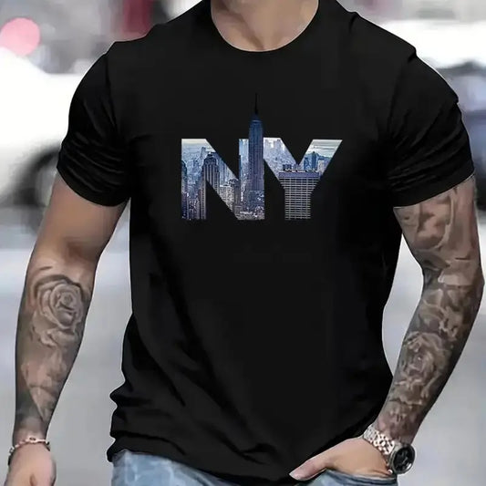 Camiseta de manga corta estampada para hombre