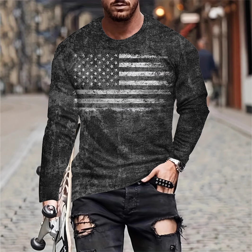 Camisa de manga larga estilo europeo y americano para hombre, estilo casual diario, estampado XINGX