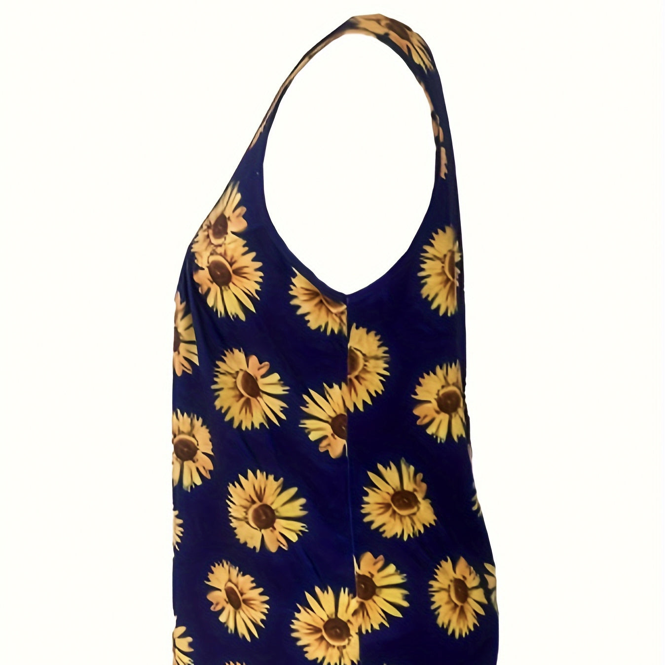 Ladies' Sunflower Print Casual Elegant Style Button Knit Detail Fashionable Vest