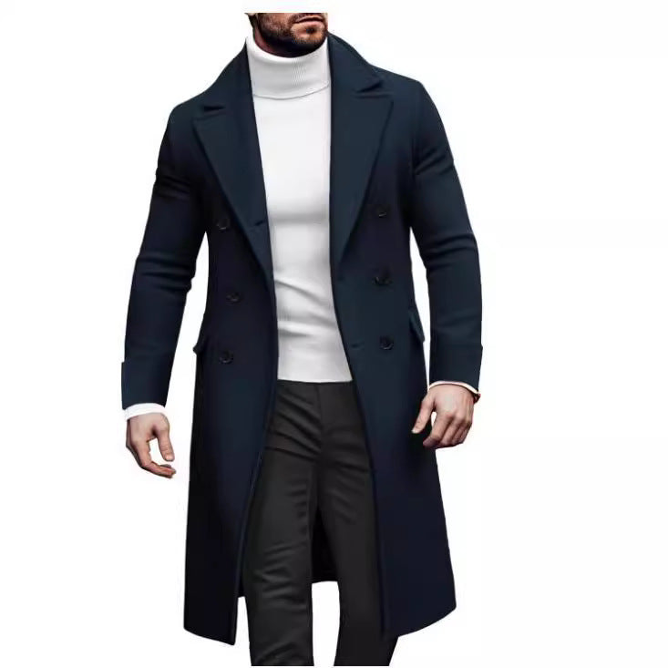 Manteau croisé en laine pour homme