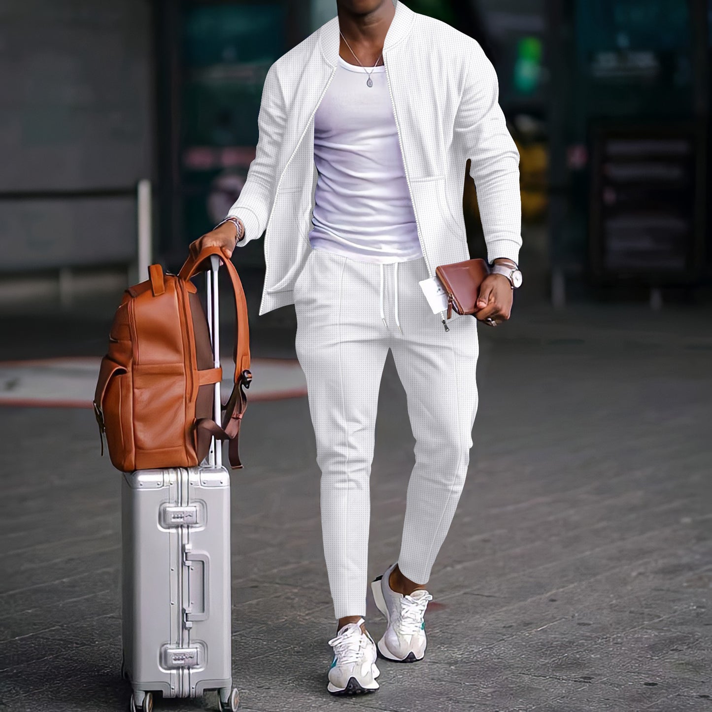 Ensemble veste et manteau à fermeture éclair et poche pour uniforme de baseball gaufré