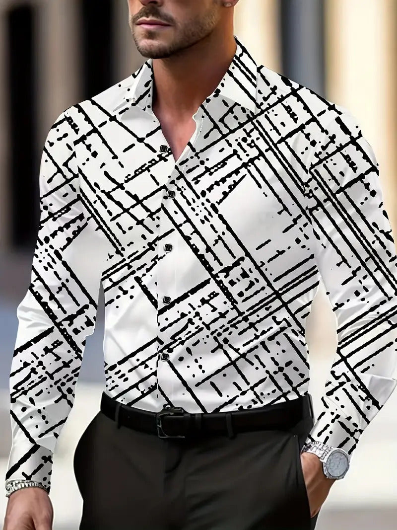 Camisa de manga larga para hombre transpirable, informal, versátil y con entramado de Volkswagen