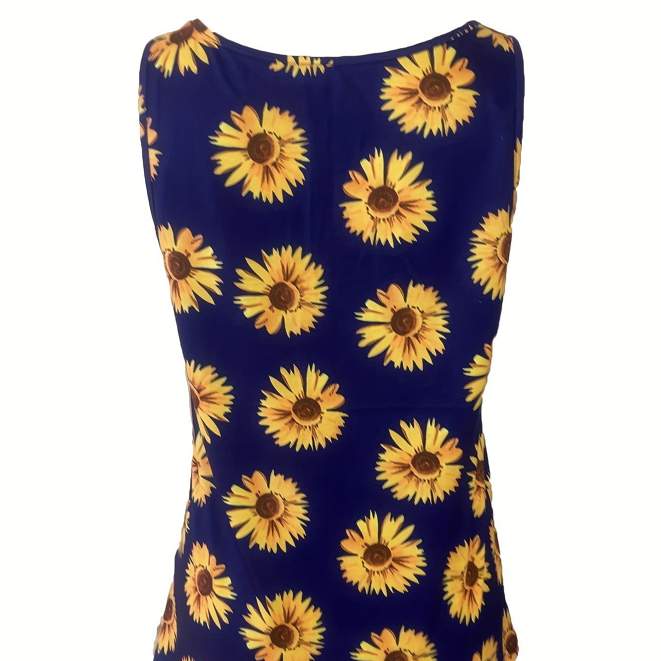 Ladies' Sunflower Print Casual Elegant Style Button Knit Detail Fashionable Vest