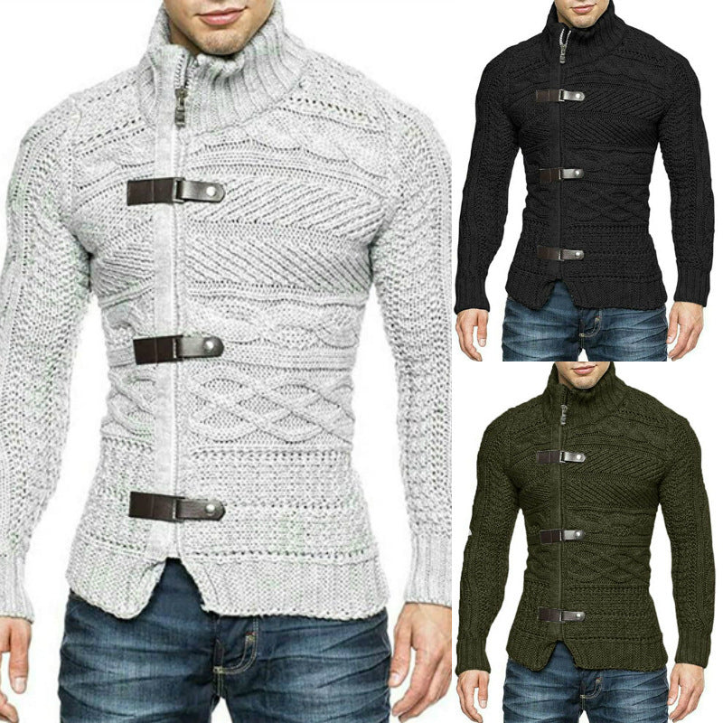 Manteau cardigan à col roulé pour homme automne et hiver