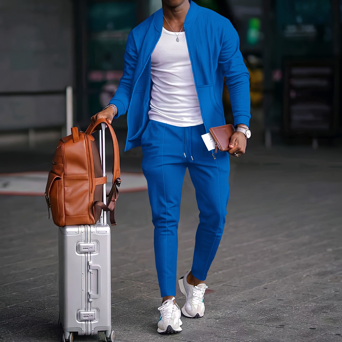 Ensemble veste et manteau à fermeture éclair et poche pour uniforme de baseball gaufré