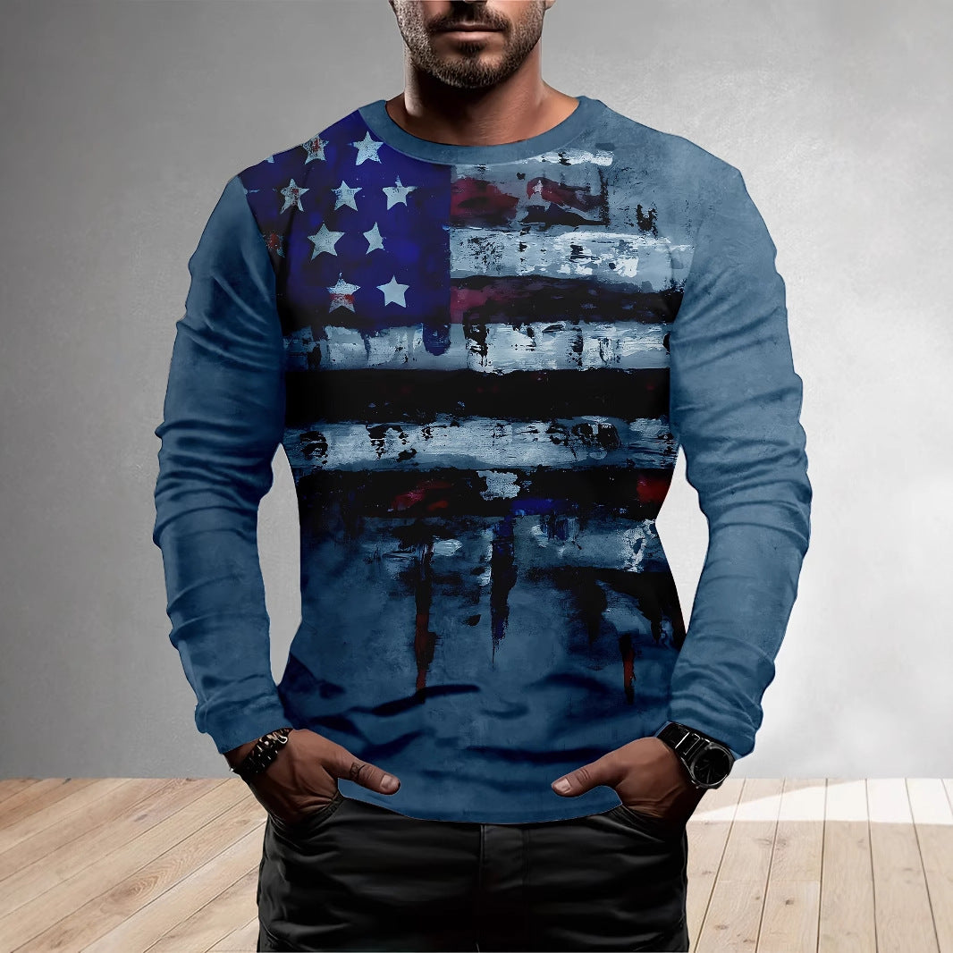 Camisa de manga larga estilo europeo y americano para hombre, estilo casual diario, estampado XINGX